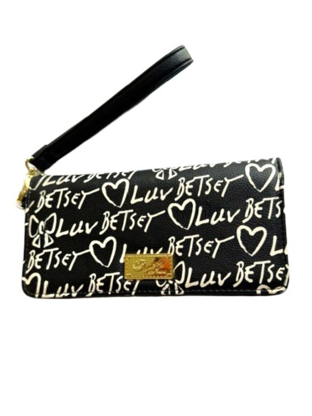 Betsey Johnson Luv Betsey Black Heart Wristlet Wallet